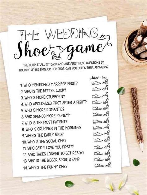The Wedding Shoe Game Bridal Shower Games Printable Bridal Wedding Couples Shower Enga
