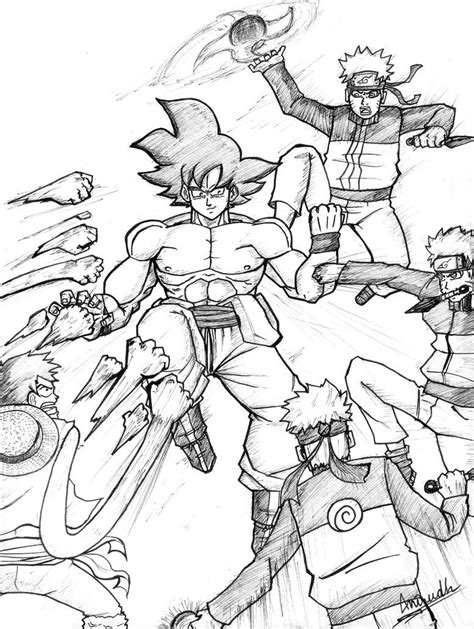 Son Goku Vs Monkey D Luffy And Naruto Uzumaki By Toonager On Deviantart