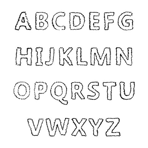 Letras do alfabeto latino desenhadas à mão fonte moderna maiúscula e