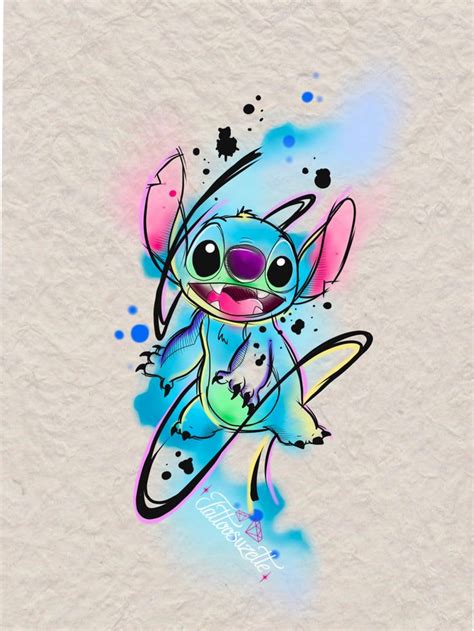 Watercolor Stitch Tattoo Design In 2021 Stitch Tattoo Disney Tattoos