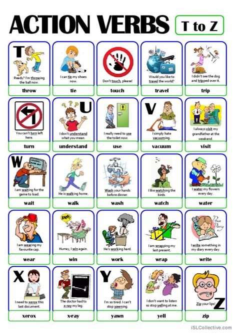 Pictionary Action Verb Set 5 F English Esl Worksheets Pdf And Doc
