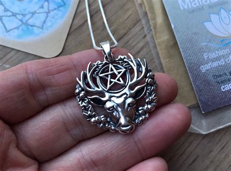 925 Silver Stag Deer Pentagram Pendant Celtic Knot Pentacle Pentacle