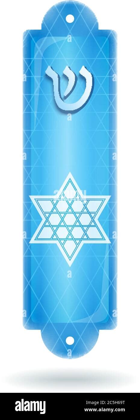 Cas Mezuzah Bleu Avec La Lettre Hébraïque Shin Et étoile De Six Rayons