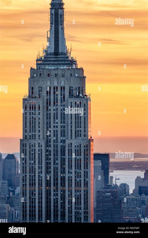 Aerial View Of The Top Of The Empire State Building Skyscraper At