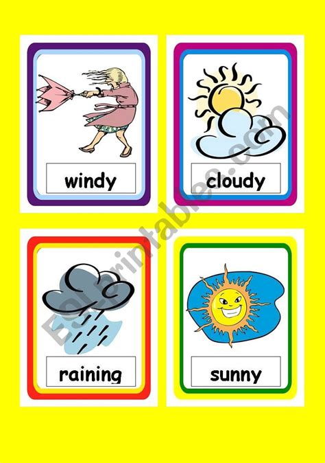 Weather Flashcards Esl Worksheet By Twkaren
