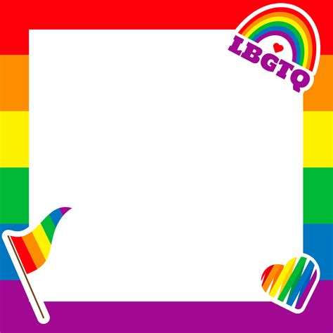 Pride Frame Lgbt Symbols Love Heart Flag In Rainbow Colours Gay Lesbian Parade Vector