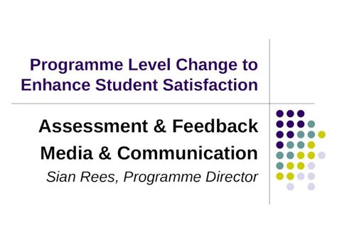 Ppt Programme Level Change To Enhance Student Satisfaction Assessment
