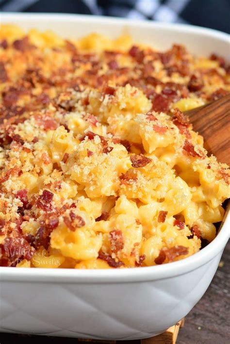 Baked Mac And Cheese Is Perfectly Cheesy Creamy And Gooey Topped With Bacon Crumb Topping A