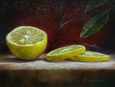 Still Life With A Lemon Painting By Vladislav Shurganov Artmajeur