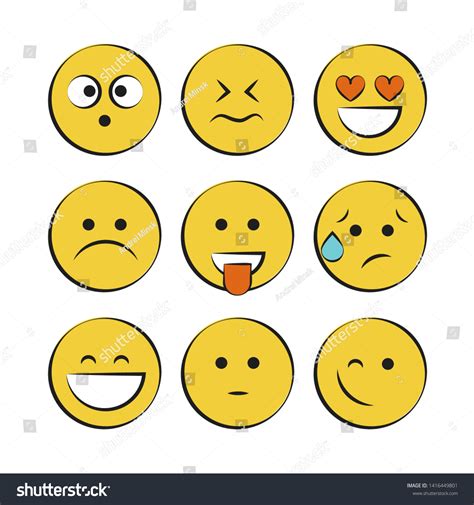 Set Smile Icons Emoji Emoticons Stock Vector Royalty Free 1416449801