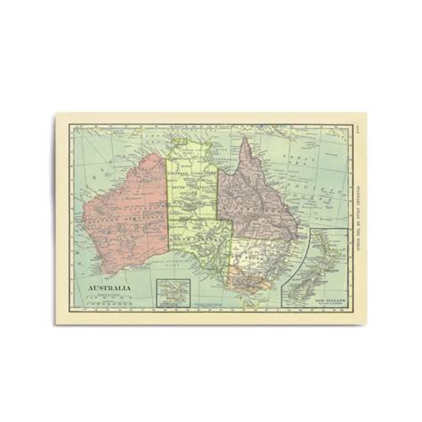 Vintage Australia Old Map Wall Art Poster Print Canvas Or Framed 16