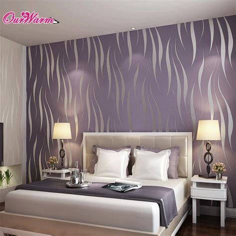 Purple Silver Wave Stripe Wallpaper Embossed Tv