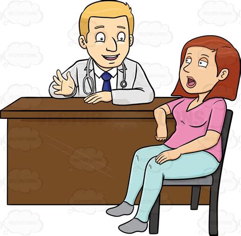 A Doctor Chatting With His Female Patient In The Consultation Room In
