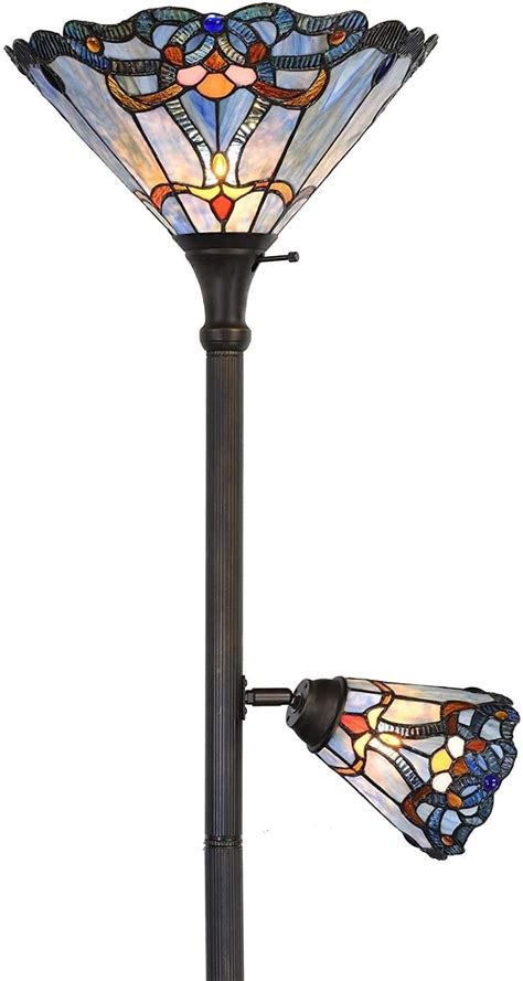 Buy Bieye L10686 Baroque Tiffany Style Stained Glass Torchiere Floor Lamp Double Lit With 14