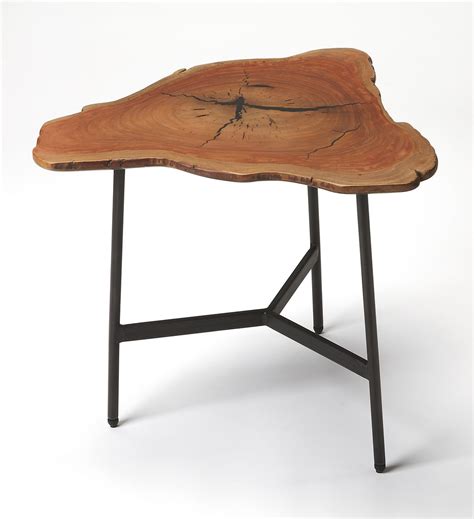 Wood Geometric Mid Century Modern Side Table