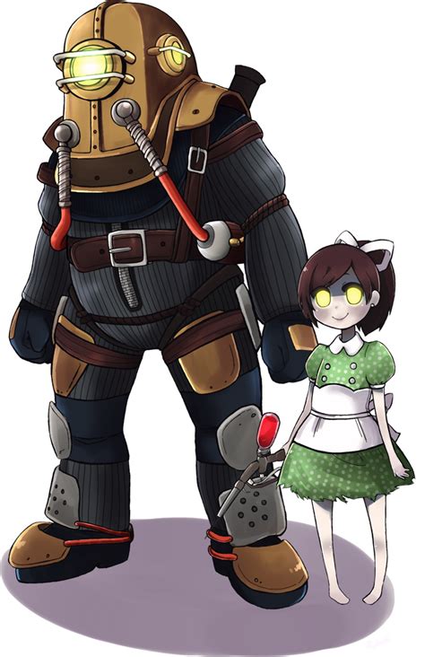 Big Daddy And Little Sister By ~ryotashi On Deviantart Big Daddy Little Sisters Bioshock