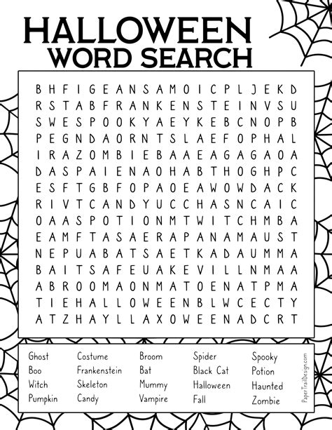 Free Printable Halloween Word Search Paper Trail Design