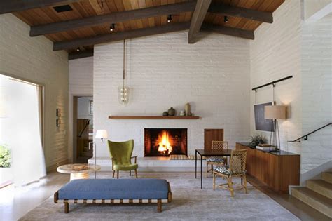 Brick Fireplace In Mid Mod Architect James Meyer Updates A 1950s