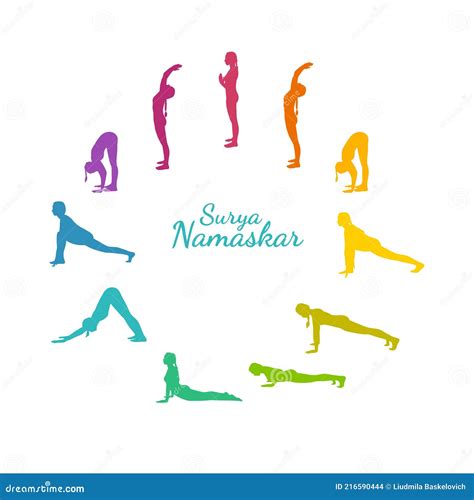 Yoga Surya Namaskar Poses Banner Design Vector Illustration