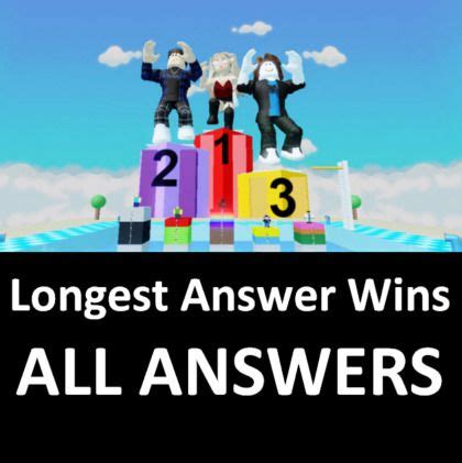 Longest Answer Wins ROBLOX Answers Levels In Single Page Puzzle Game Master