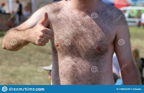A Man With A Hairy Chest And Stomach As Background Stock Image Image