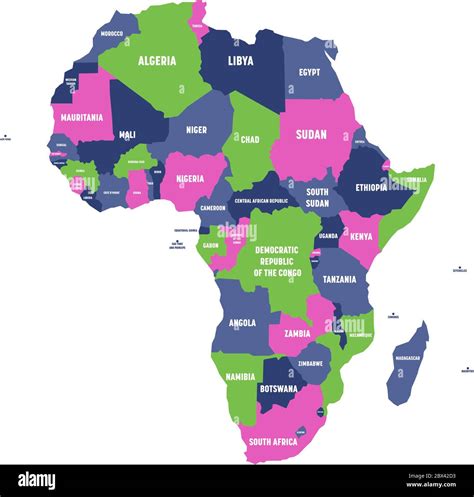 Mapa Político Multicolor Del Continente Africano Con Fronteras