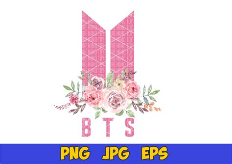 Bts Logo Flowers Clipart Bts Png K Pop Png Bts K Pop Etsy México