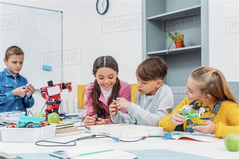 Children Working Together On Stem Project In Classroom Stock Photo