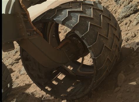 The curiosity team had to change up its science schedule when telemetry. Left-Front Wheel of Curiosity Rover, Approaching Three ...