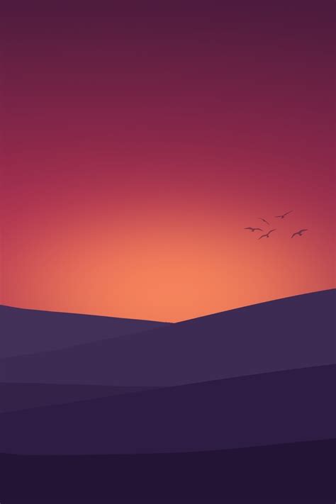 640x960 Birds Flying Towards Sunset Landscape Minimalist 4k Iphone 4