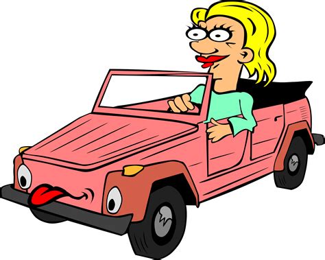 Clipart Girl Driving Car Cartoon