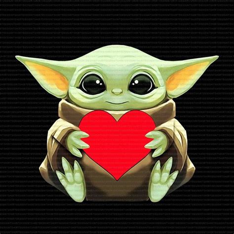 Baby Yoda Heart Png Baby Yoda Heart Baby Yoda Valentines Png Happy