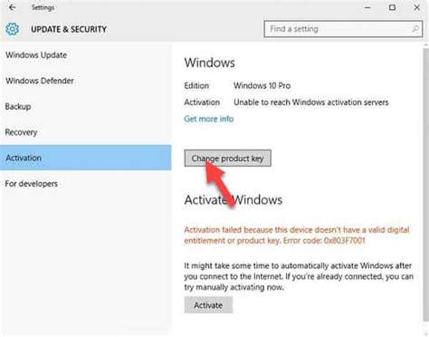 Windows 10 Activation Failed Error Code 0x803f7001 Solved