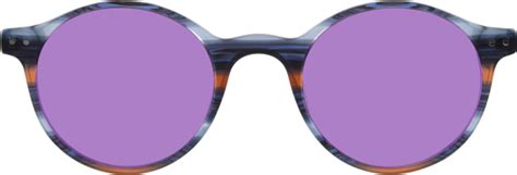 Stripe Blue Brown Narrow Acetate Round Tinted Sunglasses With Medium Purple Sunwear Lenses 17519