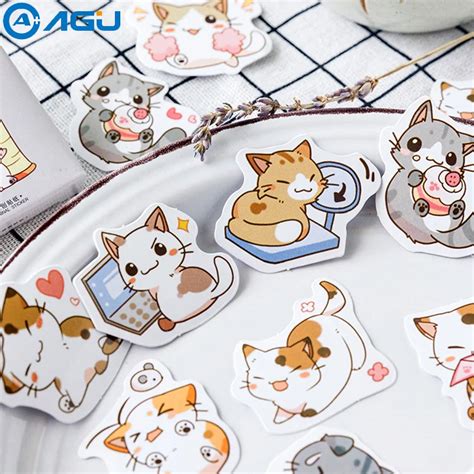Aagu 45 Pcspack Cute Cat Design Kawaii Japanese Decoracion Bullet Journal Stickers Scrapbooking