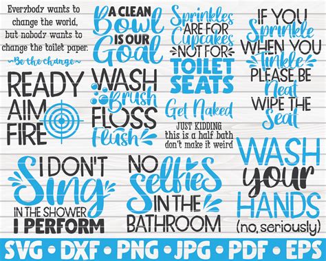 Funny Bathroom Quotes SVG Bundle 40 Designs Cut File Clipart By