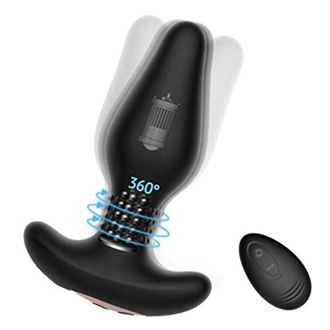 Male Anal Vibrator Butt Plug With 10x10 360°rotation Vibration For