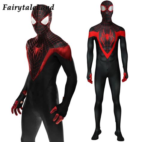 Adult Spiderman Costume Ultimate Miles Morales Superhero Halloween