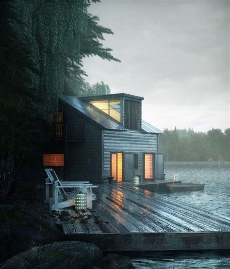 A Cozy Lake House During A Mid Evening Rain Photograph By Rodrigo Mila