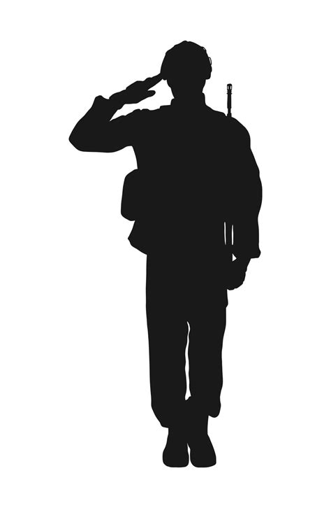 Saluting Soldier Silhouette Vector Military Man Concept On White