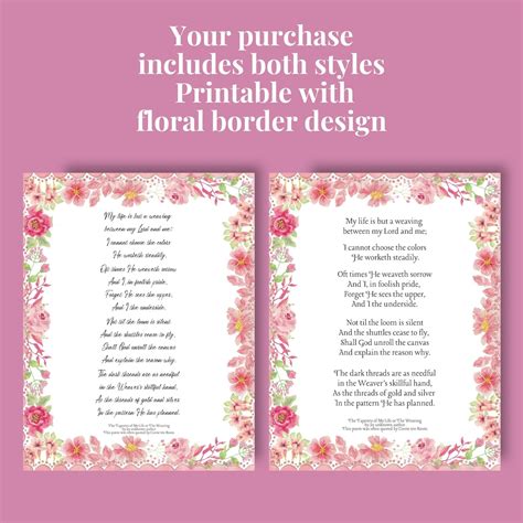 Corrie Ten Boom Tapestry Poem With Floral Border Design 8 X 10 Size