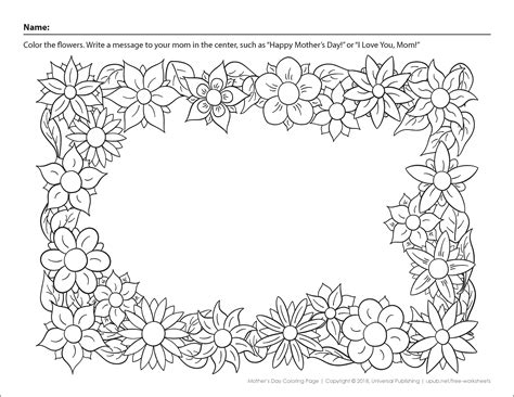 Each printable coloring page is available for your own personal use courtesy of make and takes. Mother's Day Coloring Page - Universal Publishing Blog