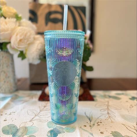 Starbucks Holiday Starbucks 222 Spring Mermaid Iridescent Holographic Wave Plastic Cold Cup