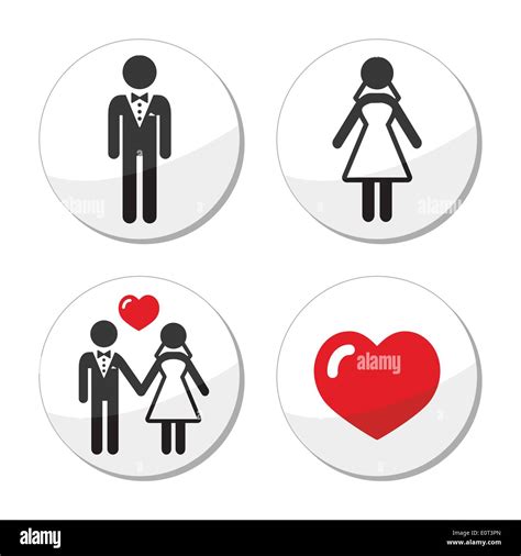 Wedding Icons Married Couple Groom And Bride Stock Vector Image