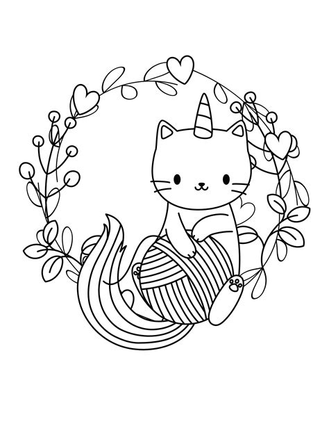 Unicorn Cat Printable Coloring Book 27 Pages Etsy Uk