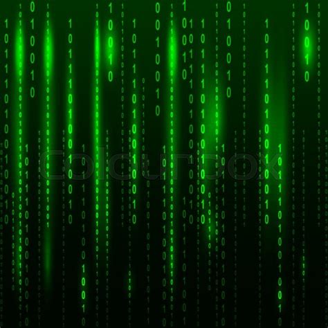 Binary Code Flowing Over A Green Stock Vector Colourbox