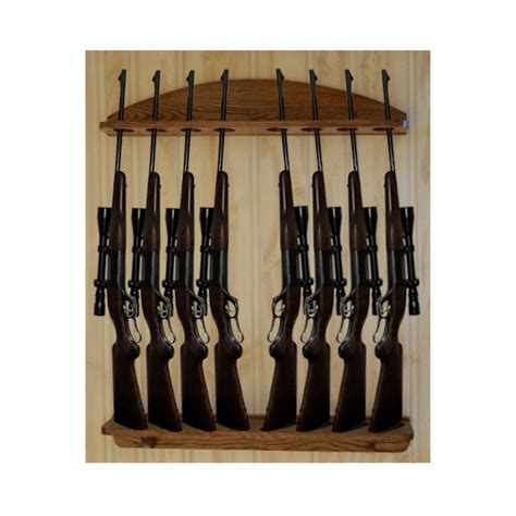 Gun Rack 8 Gun Solid Oak Wall Display For Rifles And Shotguns Etsy Canada