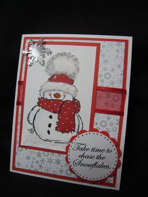 I made another snowman card, but, at least it is red and not blue this