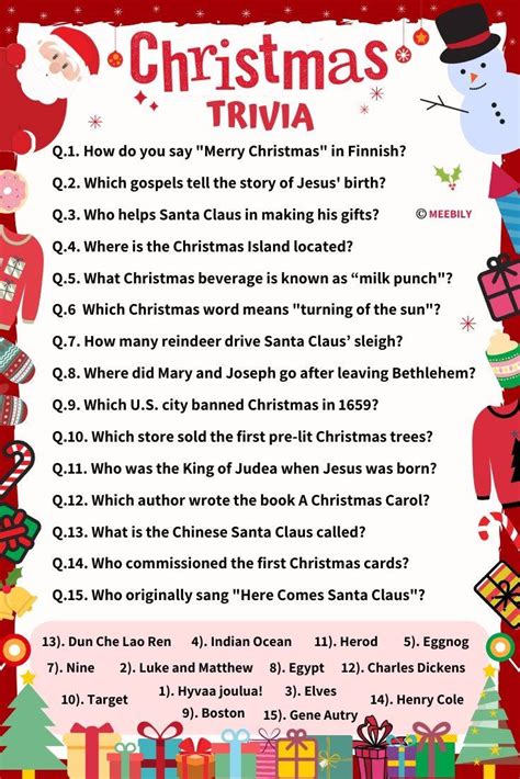 Read on for some hilarious trivia questions that will make your brain and your funny bone work overtime. 100+ Christmas Trivia Questions & Answers - Meebily