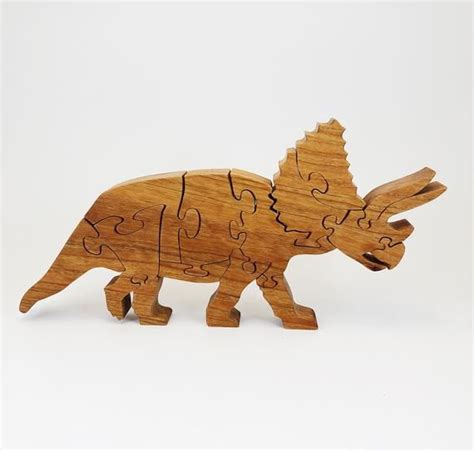 Wooden Triceratops Puzzle Etsy Wooden Puzzles Scroll Saw Patterns